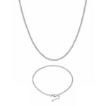 CURB CHAIN Necklace & Bracelet Set (SILVER) | 2mm Width | MINIMAL