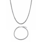 WHEAT CHAIN & BRACELET SET (SILVER) | 4MM WIDTH 