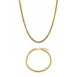 WHEAT CHAIN & BRACELET SET (GOLD) | 4MM WIDTH 
