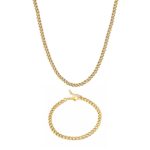 CURB CHAIN AND BRACELET SET (GOLD) | 5MM WIDTH | LAVA
