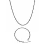 CURB CHAIN Necklace & Bracelet Set (SILVER) | 4mm Width | Thin ice