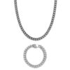 CUBAN CHAIN & BRACELET SET (Silver-tone) | 10MM WIDTH | BROOKLYN