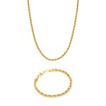 ROPE NECKLACE & BRACELET SET (GOLD) | 4MM WIDTH