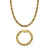 Gold Cuban chain necklace and bracelet set 10mm width