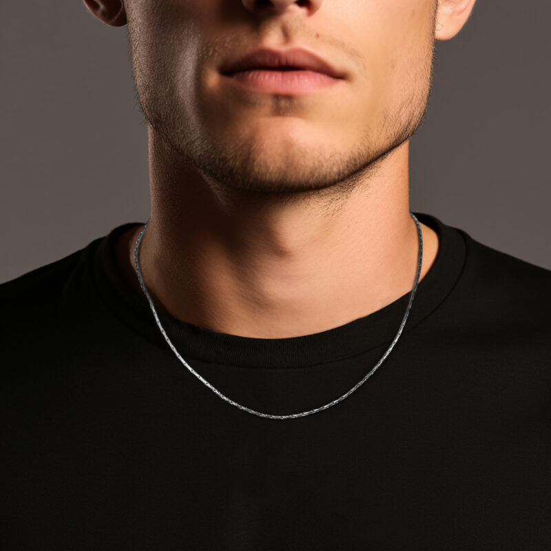 Thin Silver Necklace Chain Bamboo