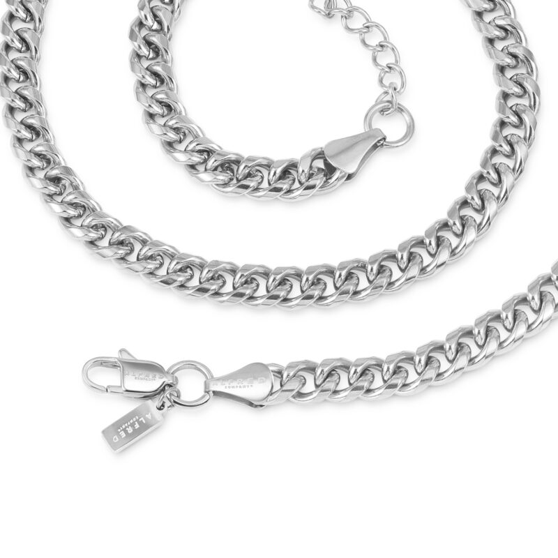 Silver Cuban Chain Necklace - 6mm Lobster Clasp