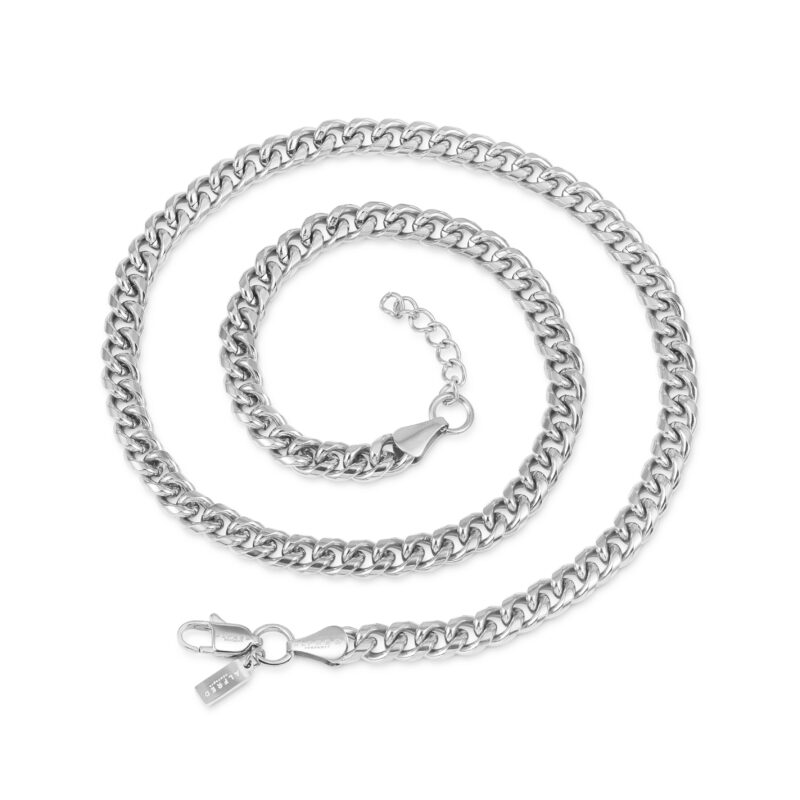 Silver Cuban Chain Necklace - 6mm Lobster Clasp