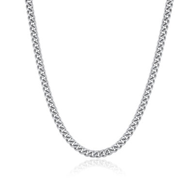 Silver Cuban Chain Necklace - 6mm Lobster Clasp