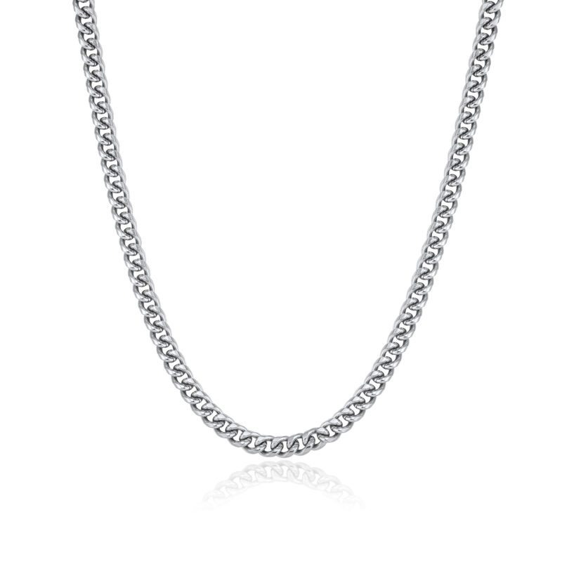 Silver Cuban Chain Necklace - 6mm Lobster Clasp