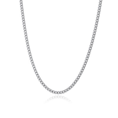 Silver Cuban Chain Necklace - 4mm Lobster Clasp