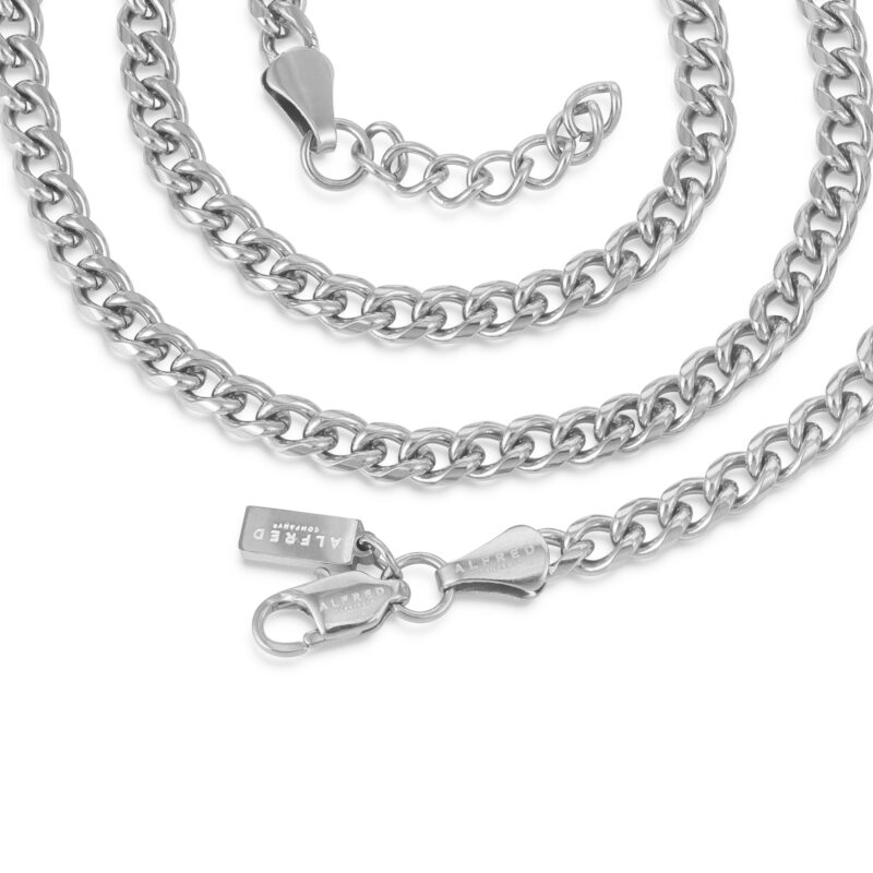 Silver Cuban Chain Necklace - 4mm Lobster Clasp