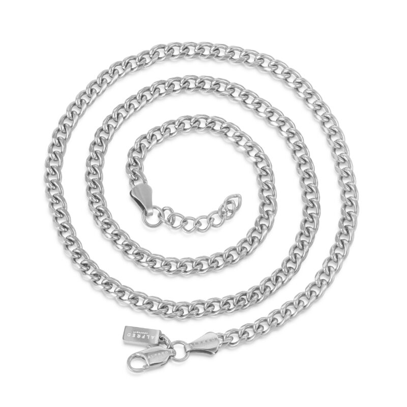 Silver Cuban Chain Necklace - 4mm Lobster Clasp