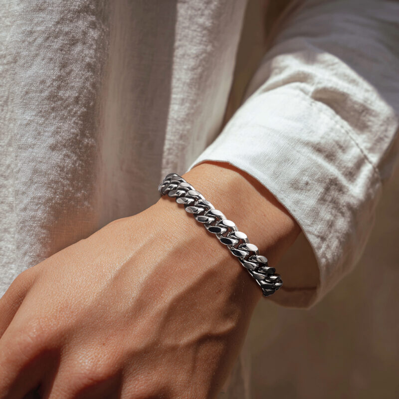SILVER CUBAN BRACELET 10MM WIDTH